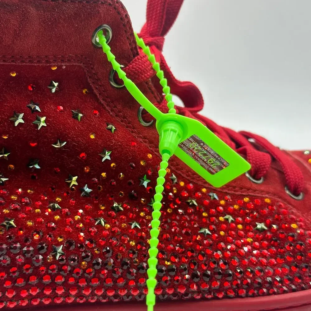 CHRISTIAN LOUBOUTIN Suede Galaxtitude High Top Sneakers Crystal Red Sz 42.5